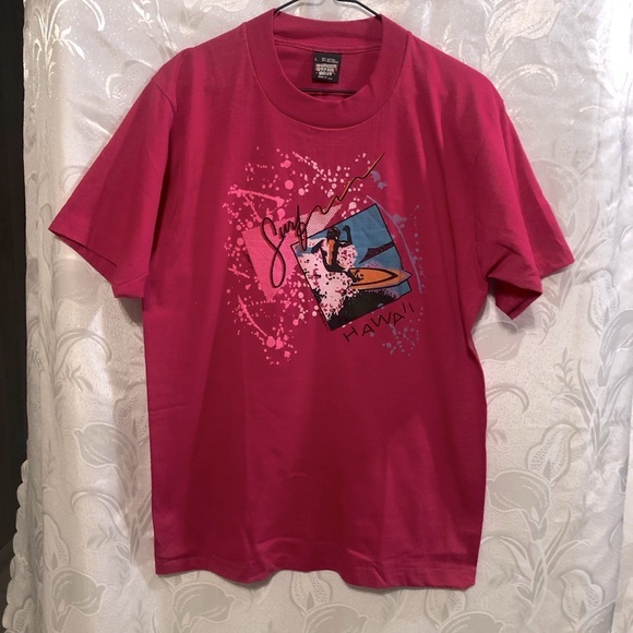Screen Stars Tops - SCREEN STARS BEST PINK SURF HAWAII T-SHIRT